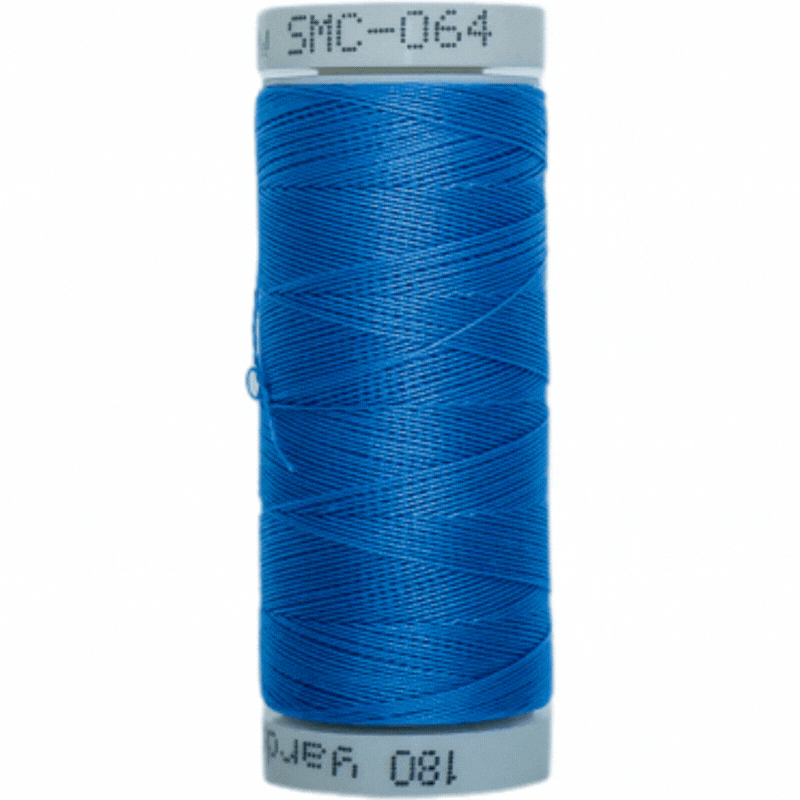 Madam Sew Dark Blue Cotton Thread Set spools up close.