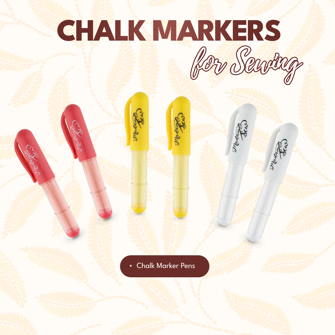 Chalk Markers for Sewing - 6 Pack, 2 Each of Red, White & Yellow