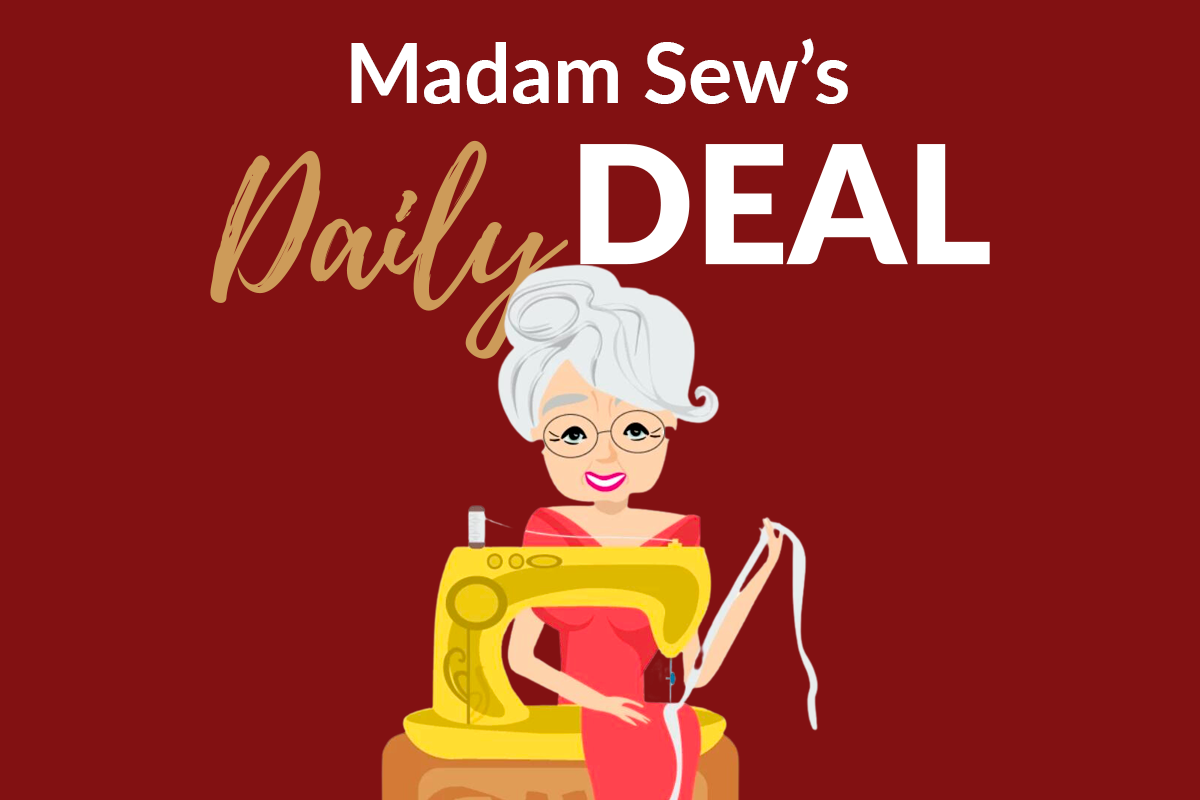 old lady sewing Madam Sew drawing