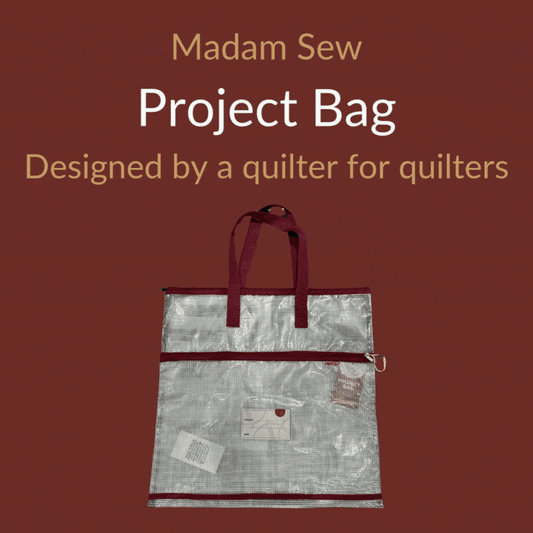 Madam Sew Project Bag GIF - Designed by a quilter for quilters - showing the different storing options