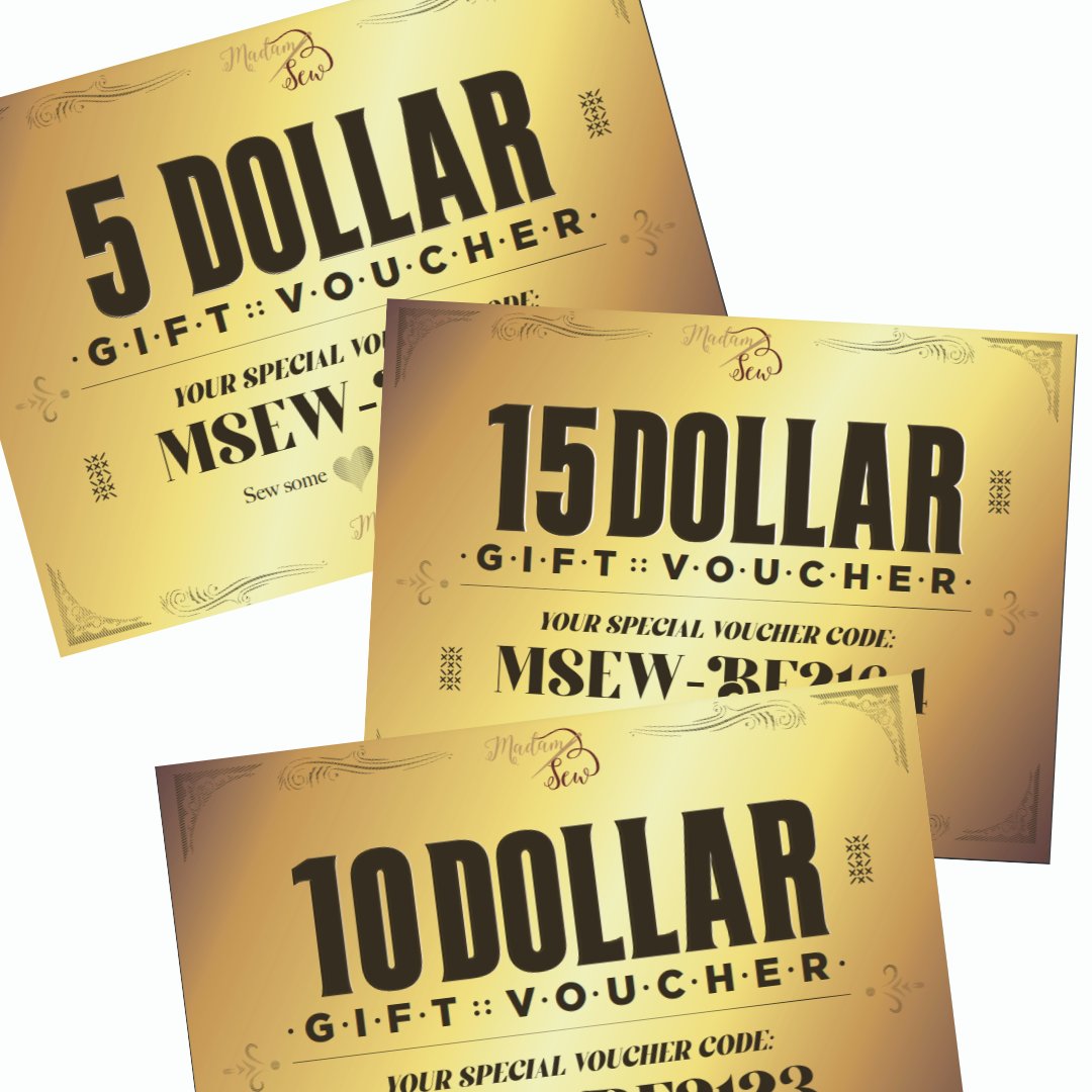 Bonus: Free Golden Gift Voucher ($5, $10, or $15!) - MadamSew
