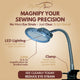 LED Light - Up Magnifier with 1 - inch Table Clamp - MadamSew