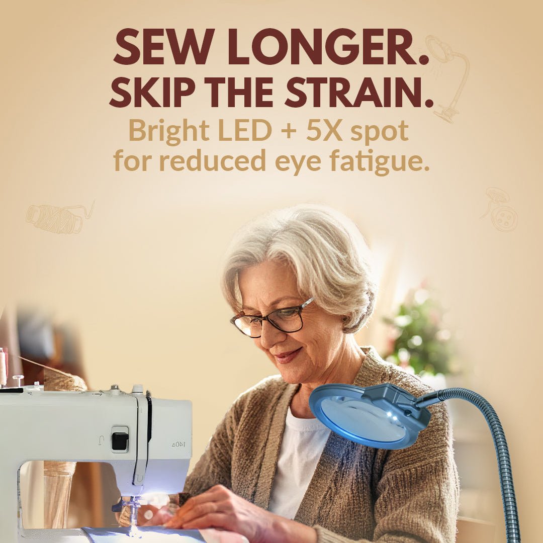 LED Light - Up Magnifier with 1 - inch Table Clamp - MadamSew