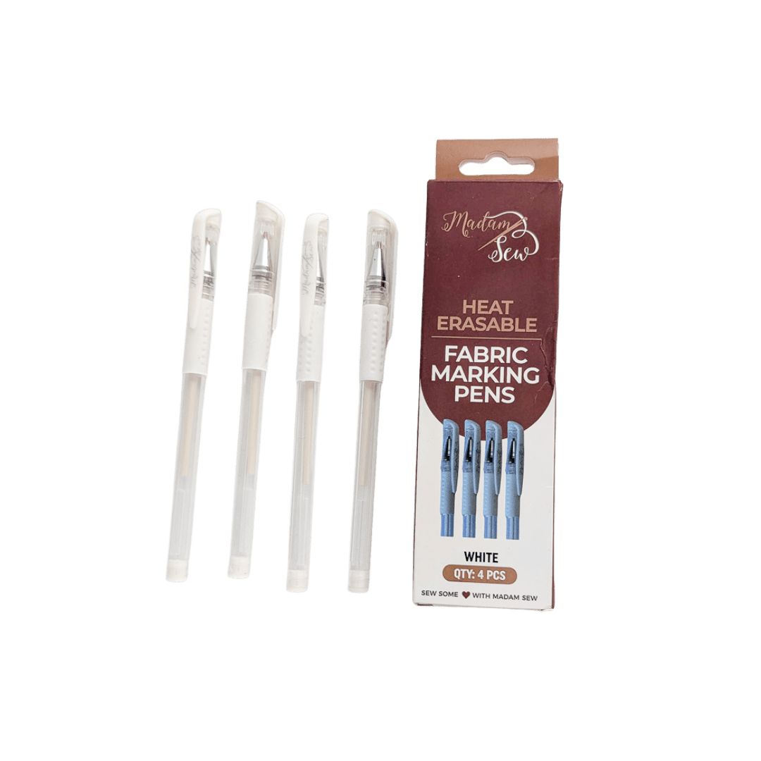 Madam Sew White Heat Erasable Fabric Marking Pens – 4 Pack - MadamSew