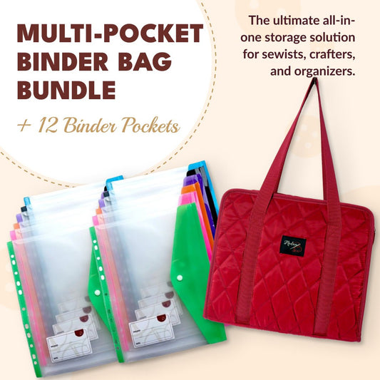 Multi - pocket Binder Bag + 12 Binder Pockets Bundle - MadamSew