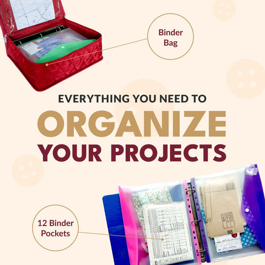 Organize sewing projects with a binder bag and binder pockets