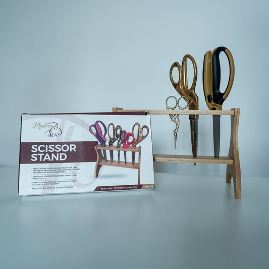 Wooden Desktop Scissors Stand - Holds up to 5 pairs of shears - MadamSew