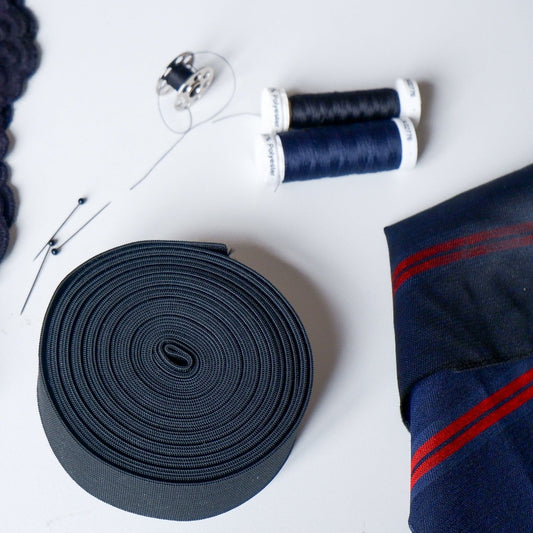 Fantastic Elastic ready to sew into dark fabric projects.