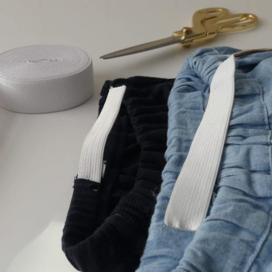 Fantastic Elastic shown in the top of two waistbands