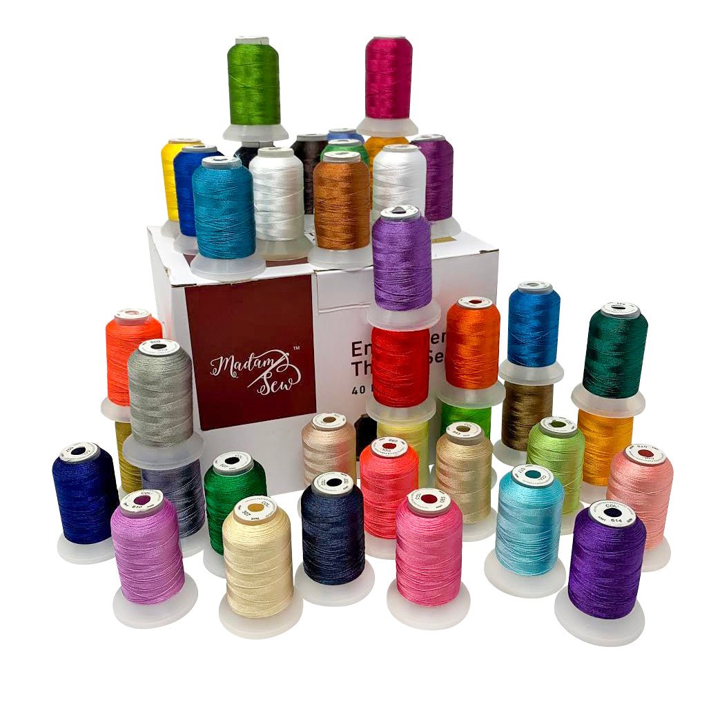 Machine Embroidery Thread Set (40 pcs x 500 yd) – MadamSew