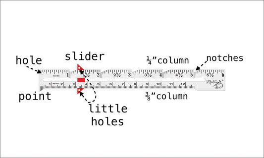 Parts of the measuring gauge with a slider to set accurate measurements