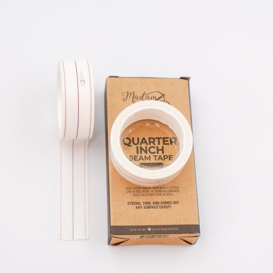 Shows that you get two roles of Quarter Inch Seam Tape in each box.