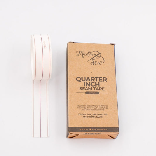 Quarter Inch Seam Tape next to box.