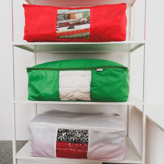 Quilt Storage Bag - Green "Fir Tree", Red "Holly Berry", White "Snow Fall" or Lemon - MadamSew