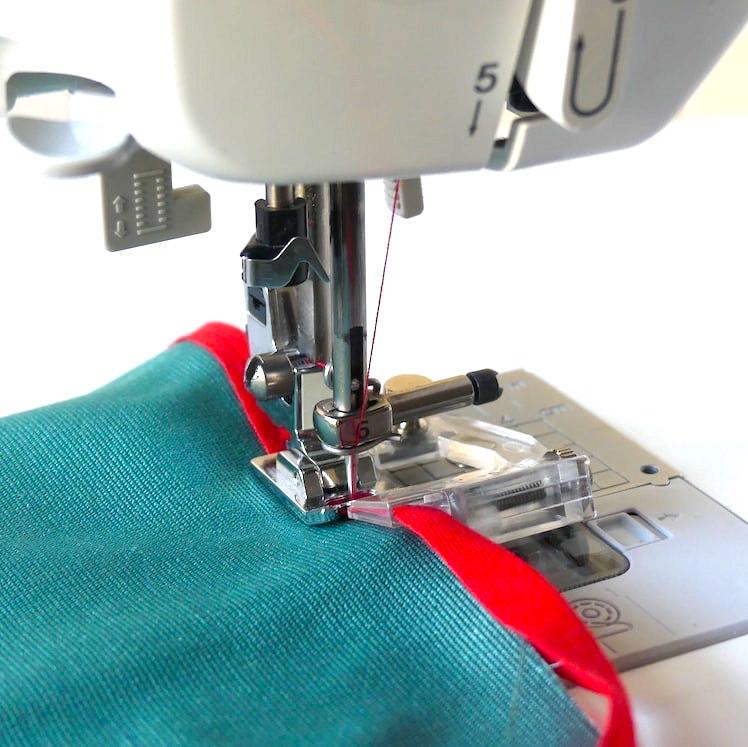 Snap-on Adjustable Bias Binder Foot attaching binding to a project.