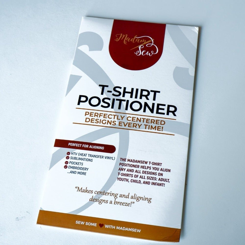 the box of a T-shirt Positioner alignement tool by Madam Sew