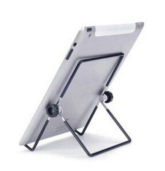 The Universal Tablet Stand by Madam Sew holding a tablet on a table vertically