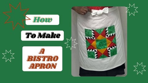 Fast And Easy Bistro Apron With A Christmas Feathered Star Quilt Block Pocket - MadamSew