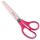 Pink fabric scissors with a sheath on a white background
