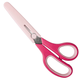 Pink fabric scissors with a sheath on a white background