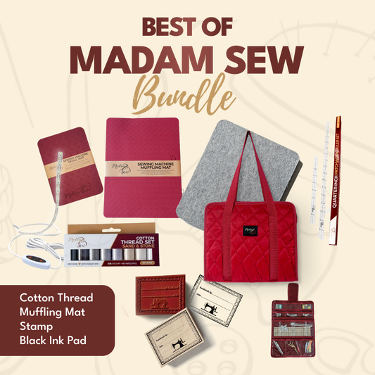 Best of Madam Sew - (Cotton Thread + Muffling Mat + Stamp + Black Ink Pad)