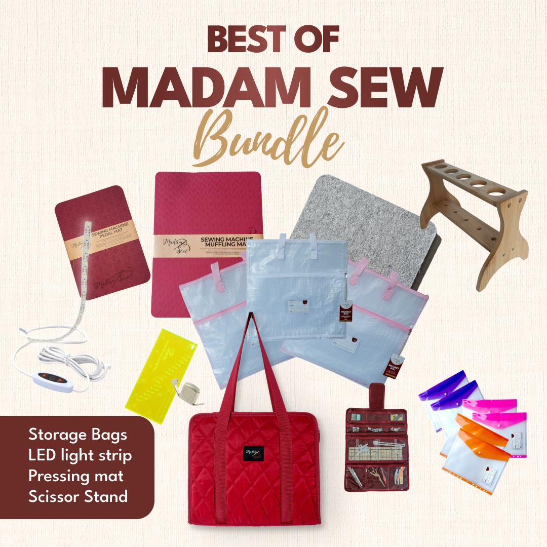 Best of Madam Sew - Small Accessories Bag with 2 Light Pink + 1 White Project Bags