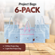 Project Bags - 6 Pack - 5 White + 1 Light Pink Bags
