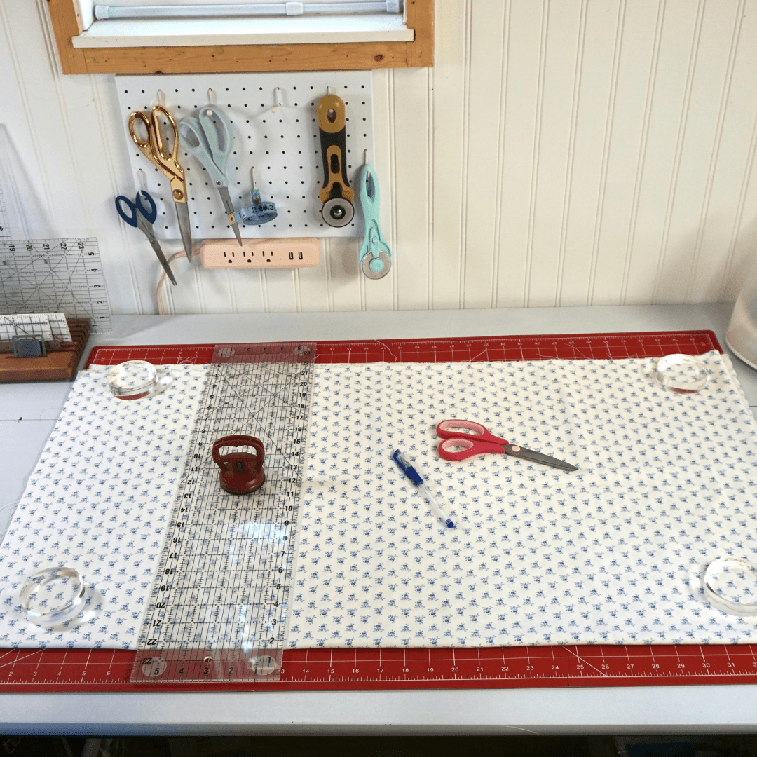 Madam Sew Self Healing Cutting Mat being used to cut fabric