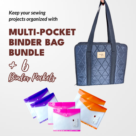 Multi-pocket Binder Bag (Navy) + 6 Binder Pockets