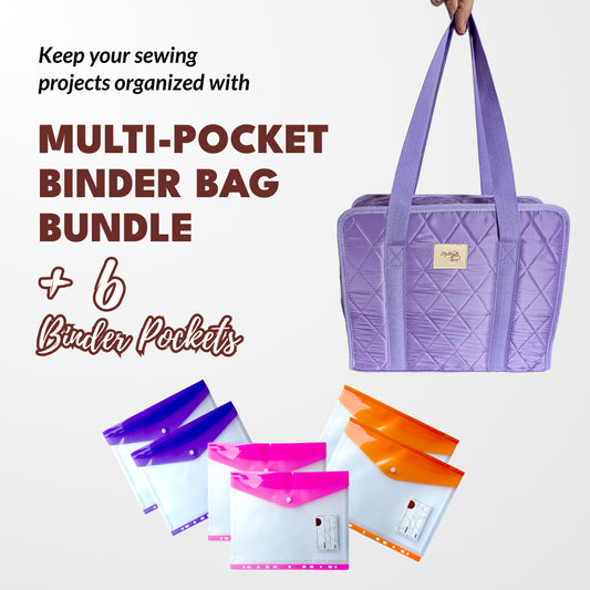 Multi-pocket Binder Bag (Purple) + 6 Binder Pockets