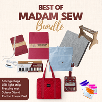 Best of Madam Sew - 10 Favorite Tools, One Bundle (Cotton Thread + 1 White Project Bag) - MadamSew