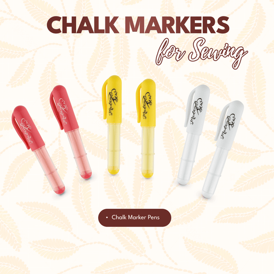 Chalk Markers for Sewing - 6 Pack, 2 Each of Red, White & Yellow - MadamSew