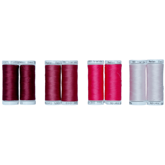 Cotton Thread Set - Cool Pinks! For Quilting and Sewing - 8 Spools, 4 Colors, 180 Yards Each - MadamSew
