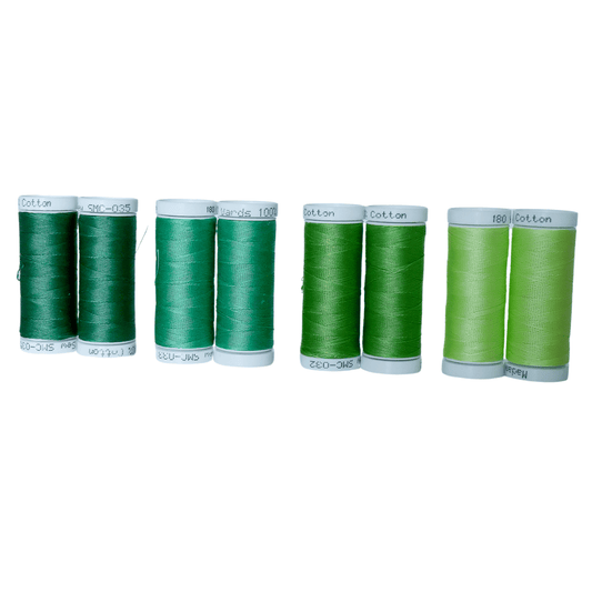 Cotton Thread Set - Greens! For Quilting and Sewing - 8 Spools, 4 Colors, 180 Yards Each - MadamSew