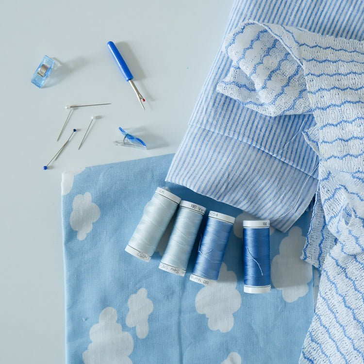 Cotton Thread Set - Light Blues! For Quilting and Sewing - 8 Spools, 4 Colors, 180 Yards Each - MadamSew