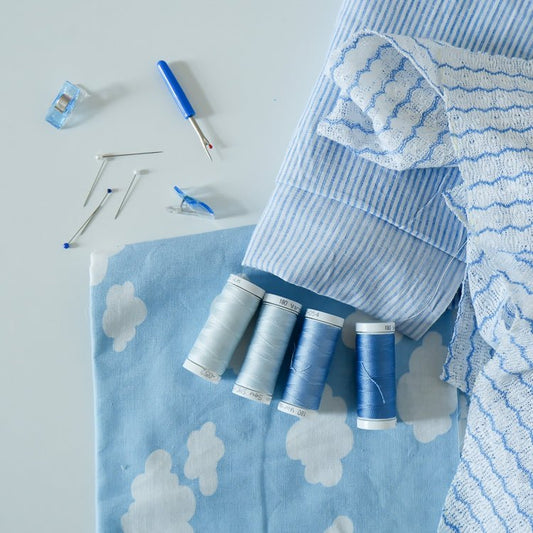 Cotton Thread Set - Light Blues! For Quilting and Sewing - 8 Spools, 4 Colors, 180 Yards Each - MadamSew