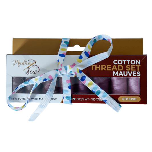 Cotton Thread Set - Mauves! For Quilting and Sewing - 8 Spools, 4 Colors, 180 Yards Each - MadamSew