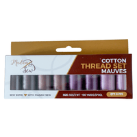 Cotton Thread Set - Mauves! For Quilting and Sewing - 8 Spools, 4 Colors, 180 Yards Each - MadamSew