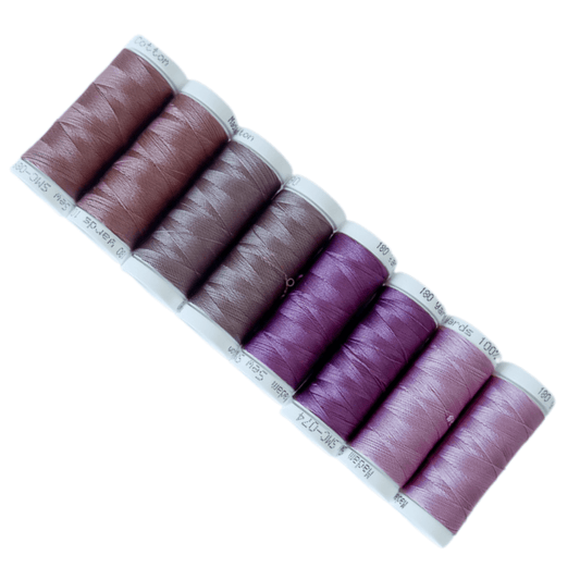 Cotton Thread Set - Mauves! For Quilting and Sewing - 8 Spools, 4 Colors, 180 Yards Each - MadamSew