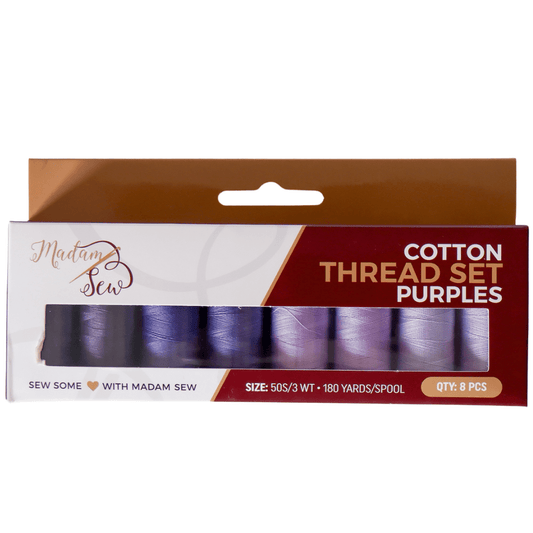 Cotton Thread Set - Purples! For Quilting and Sewing - 8 Spools, 4 Colors, 180 Yards Each - MadamSew