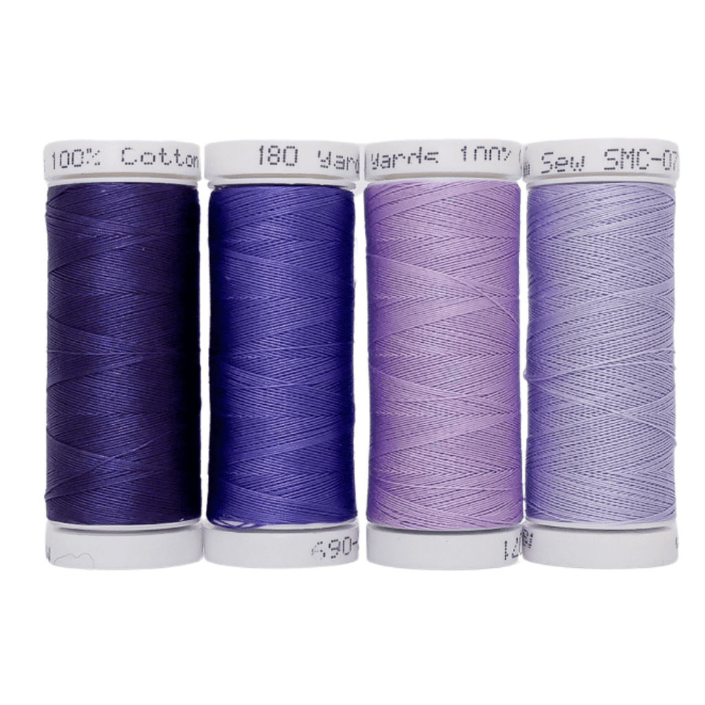 Cotton Thread Set - Purples! For Quilting and Sewing - 8 Spools, 4 Colors, 180 Yards Each - MadamSew