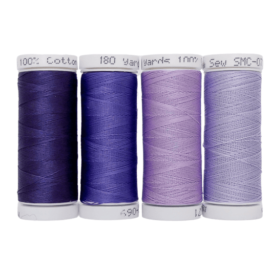 Cotton Thread Set - Purples! For Quilting and Sewing - 8 Spools, 4 Colors, 180 Yards Each - MadamSew