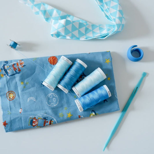 Cotton Thread Set - Teals! For Quilting and Sewing - 8 Spools, 4 Colors, 180 Yards Each - MadamSew