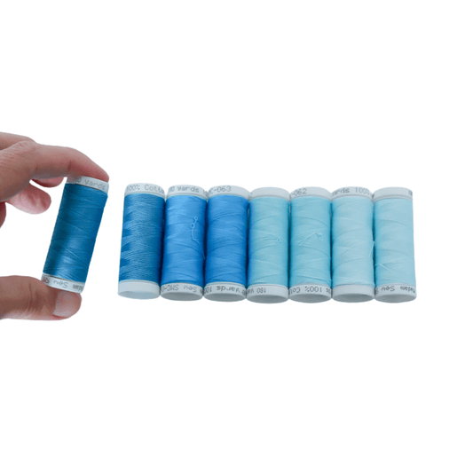 Cotton Thread Set - Teals! For Quilting and Sewing - 8 Spools, 4 Colors, 180 Yards Each - MadamSew