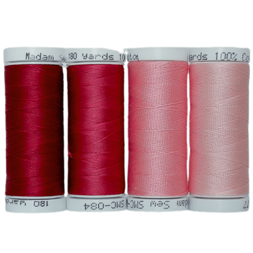 Cotton Thread Set - Warm Pinks! For Quilting and Sewing - 8 Spools, 4 Colors, 180 Yards Each - MadamSew