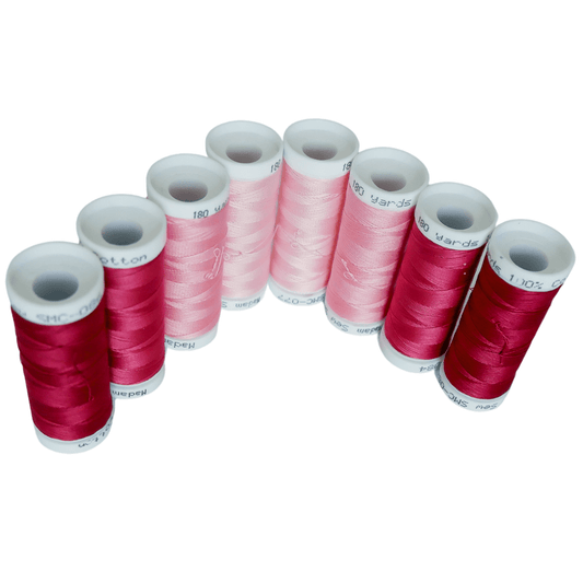 Cotton Thread Set - Warm Pinks! For Quilting and Sewing - 8 Spools, 4 Colors, 180 Yards Each - MadamSew
