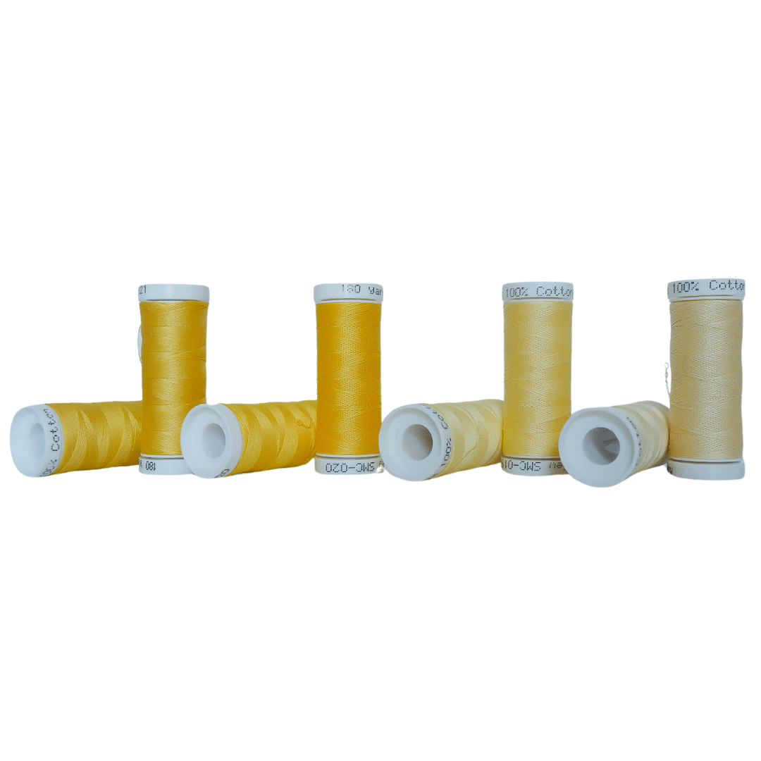 Cotton Thread Set - Yellows! For Quilting and Sewing - 8 Spools, 4 Colors, 180 Yards Each - MadamSew