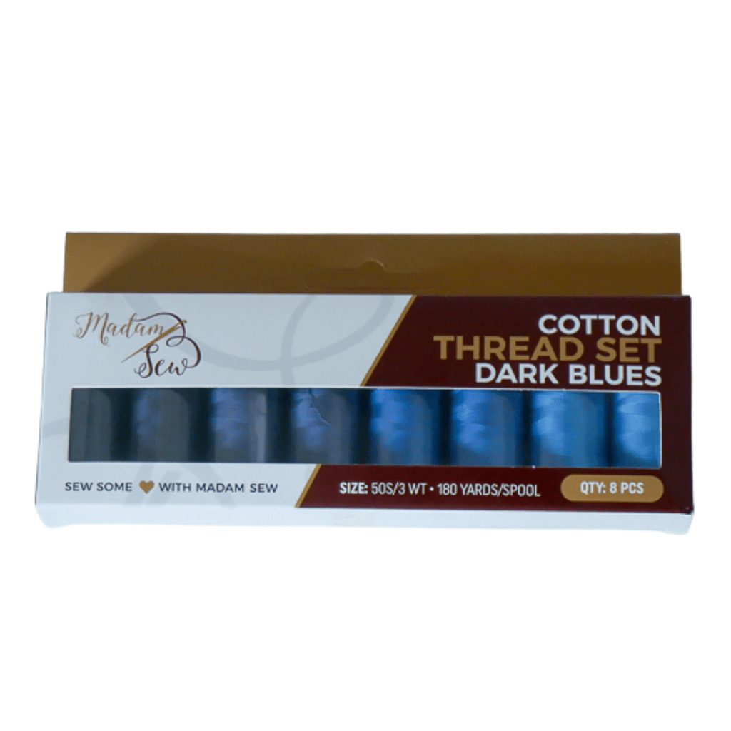 Cotton Thread Sets - Dark Blues! For Quilting and Sewing - 8 Spools, 4 Colors, 180 Yards Each - MadamSew