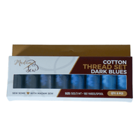 Cotton Thread Sets - Dark Blues! For Quilting and Sewing - 8 Spools, 4 Colors, 180 Yards Each - MadamSew