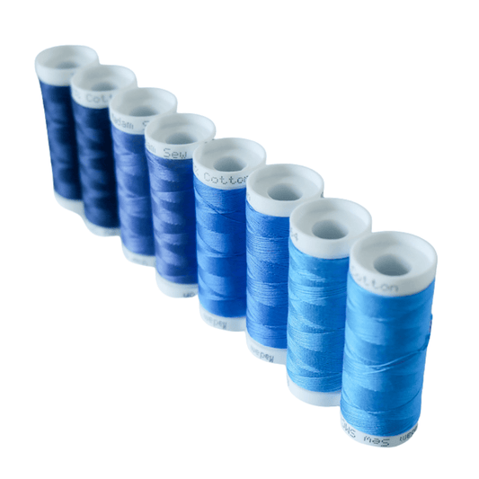 Cotton Thread Sets - Dark Blues! For Quilting and Sewing - 8 Spools, 4 Colors, 180 Yards Each - MadamSew
